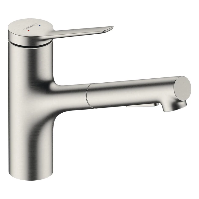 hansgrohe zesis m33 Küchenarmatur mit ausziehbarer Brause mit Schlauchbox SBox Lite 2 Strahlarten Küchenarmatur mit Auslaufhöhe 150 mm Küchenmischer 150 schwenkbar Edelstahl-Finish