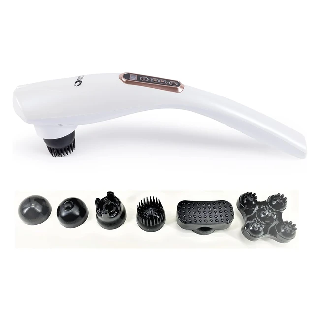 Global Relax Ego Massaggiatore Senza Fili Bianco Shiatsu Percussioni 6 Teste 10 Livelli Intensit