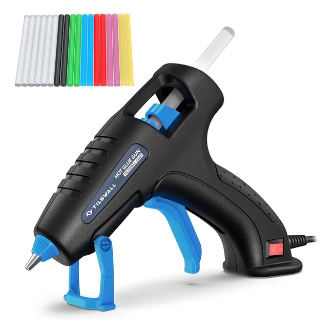 Tilswall Hot Glue Gun 60W Mini Melt Gun 18pcs 7mm x 100mm Sticks