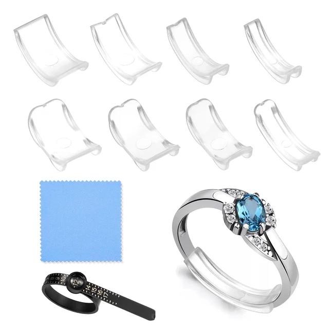 Anpro Ajustador de Anillos Invisible - Medidores de Anillos - Adaptador Universal - 8 Tamaños