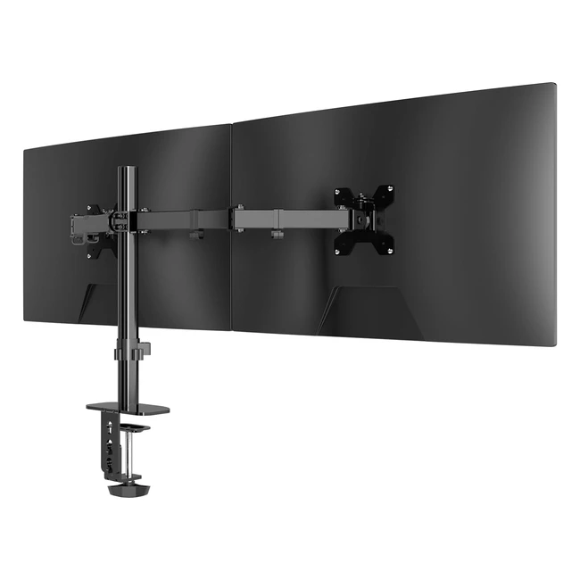 Soporte Monitor Doble para Pantallas LED LCD 13-27" | Ajuste de Altura y Giro 360° | VESA 75/100mm | Hasta 10kg | Pholiten MD97442