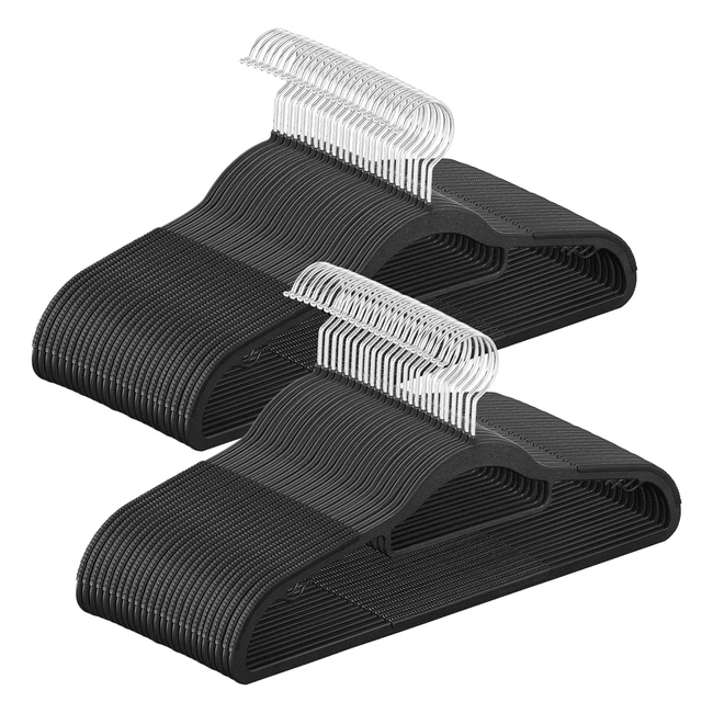 Songmics Coat Hangers Pack of 50 - Heavy Duty Plastic Hangers - Non-Slip - Space-Saving - CRP020B05
