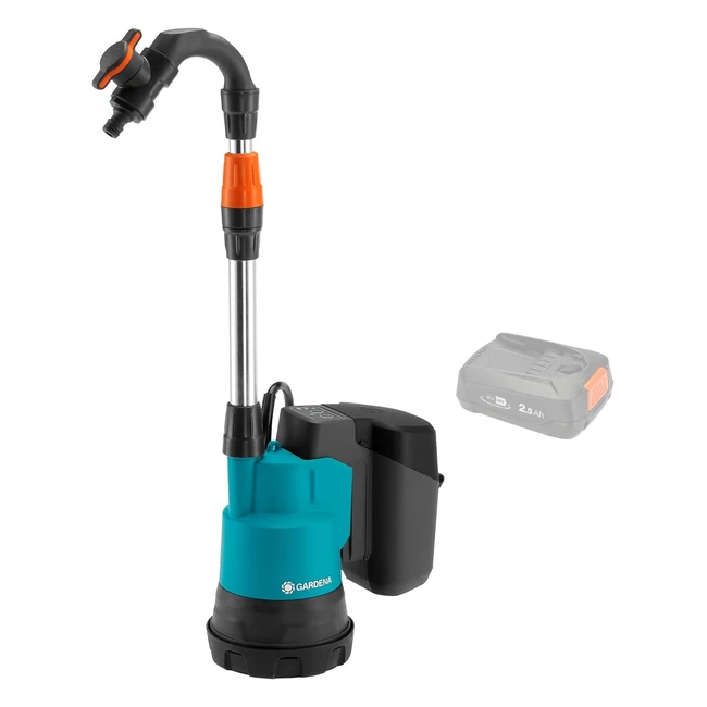 GARDENA Akku-Regenfasspumpe 20002 18V P4A ohne Batterie Tauchbatteriepumpe mit integriertem Filter Trockenlaufschutz Durchflussmenge 2000 l/h