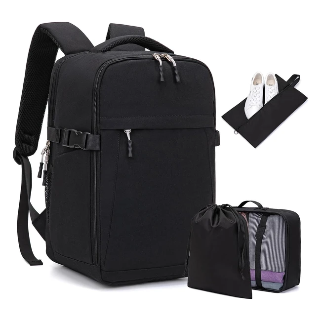 Mochila Viaje Cabina Avion 40x20x25 Ryanair Negra - Organizador Equipaje - Compartimentos - Portatil 14