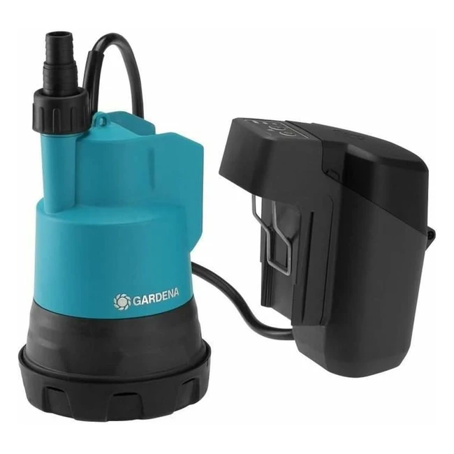 GARDENA Akku-Tauchpumpe 20002 18V P4A - Ready-to-Use Set - Flachsaugende Batterie-Tauchpumpe - Integrierter Filter - Trockenlaufschutz - Max Fördermenge 2000 l/h - inkl. 18V P4A Akku 1460061