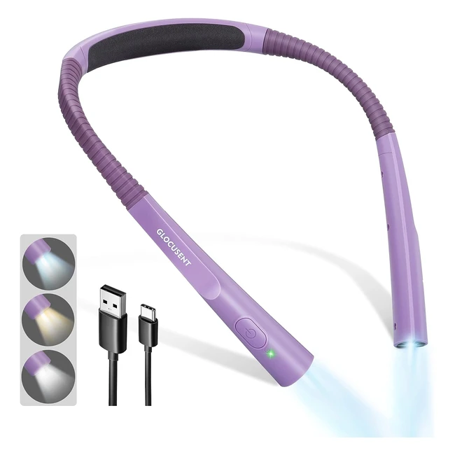 Lampe de lecture LED Glocusent pour lire au lit - Minuterie 30 min - 3 couleurs et 3 niveaux luminosité - Rechargeable