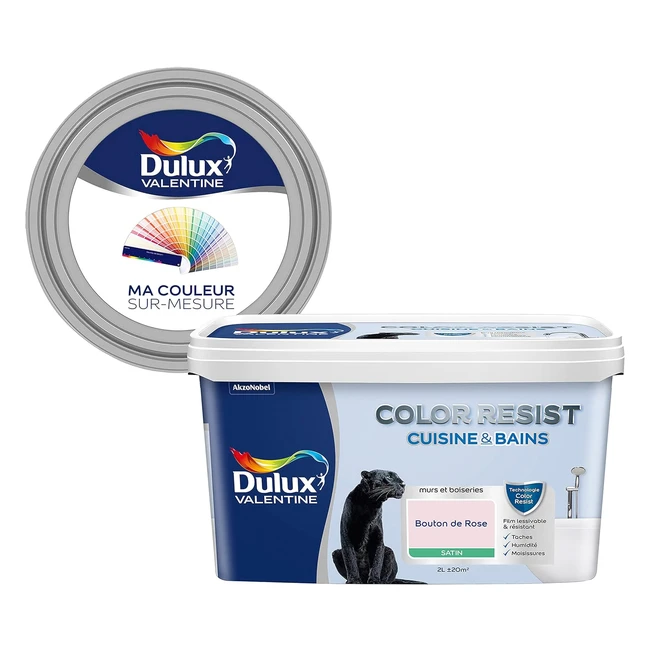 Peinture Dulux Valentine Surmesure Murs Plafonds Boiseries - Cuisine & Bain Satin Bouton de Rose 2L