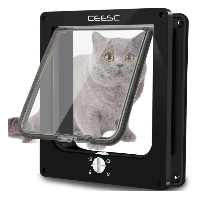 Chatire CEESC XL Noir Verrou Rotatif 4 Voies Impermabiliser Chien Facile Installer