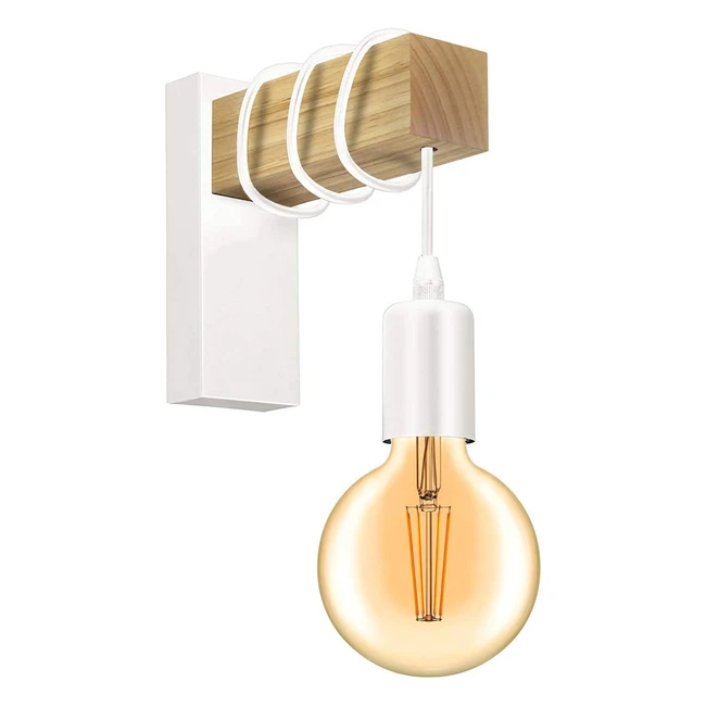 Aplique Pared Lámpara Colgante de Madera Natural - Estilo Vintage Retro Nórdico