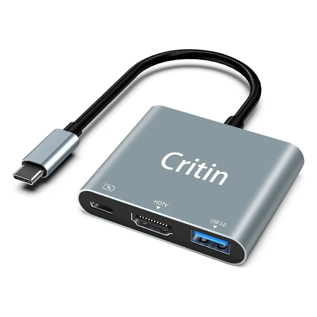 USB C to HDMI Adapter 3in1 4K HDMI USB 3.0 100W PD for MacBook Pro Air iPad Chromebook XPS Acer HP Dell Surface Samsung