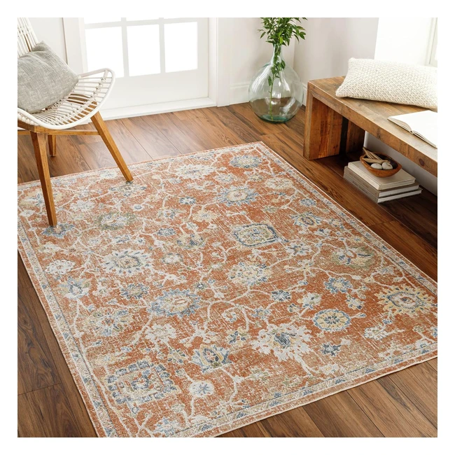 Surya Dakar Machine Washable Rug Vintage Area Rugs 120x170cm Cream Brown Traditional Boho Style