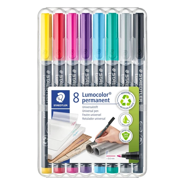 Staedtler Lumocolor 318 WP82 - Rotulador Universal Permanente - Resistente al Agua - Recargable - Ancho de Trazo 06 mm