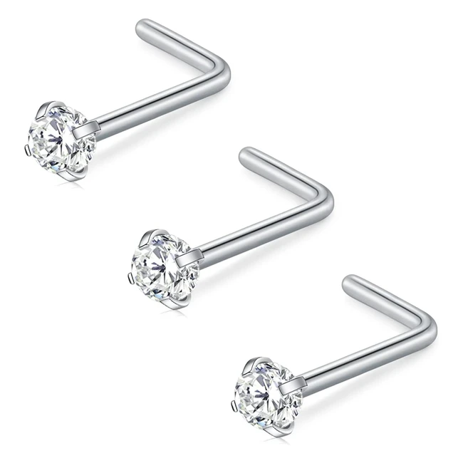 Fectas Nose Stud L Shape 18G 20G 15mm 2mm 25mm 3mm Piercing Stainless Steel
