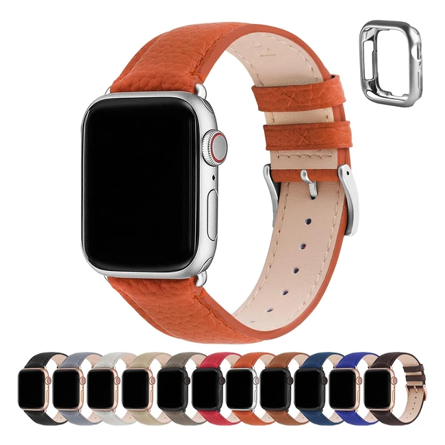 Bracelet cuir Fullmosa pour Apple Watch 41/40/38mm - Orange Citrouille - Résistant - Élégant - Doux