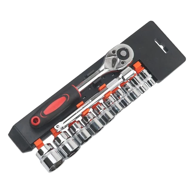 Set Chiavi Cricchetto 12pz 38 Set Bussole 8mm-19mm Inserti Esagonali 155mm Reversibile CRV Pulsante Scatto