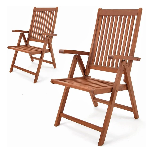 Casaria Vanamo Gartenstühle Hochlehner Set 2 FSC-zertifiziertes Eukalyptusholz 5-fach verstellbar Klappstuhl Gartenmöbel