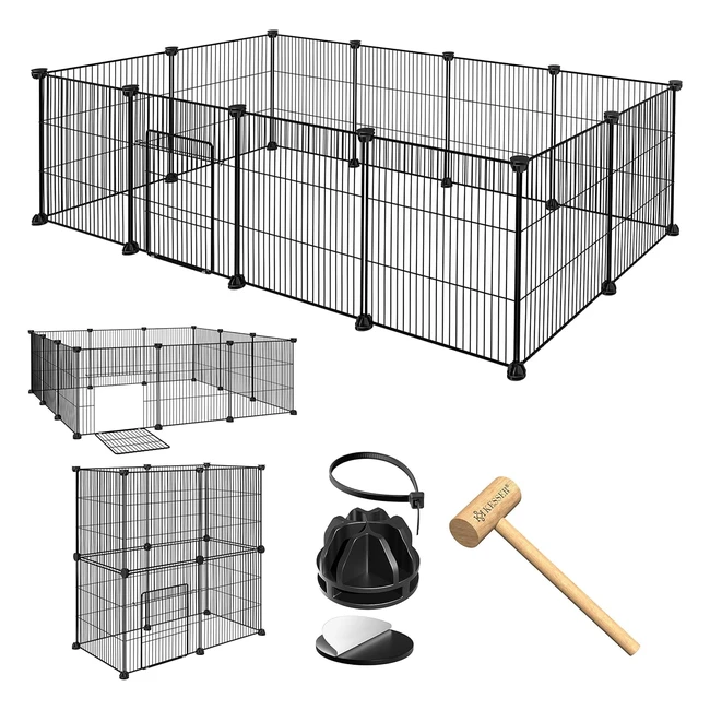 Kesser XXL Metallgitter Freigehege für Kaninchen mit Tür | Kleintiergehege für draußen | Hasenstall für innen & außen | Spielstall für Nager