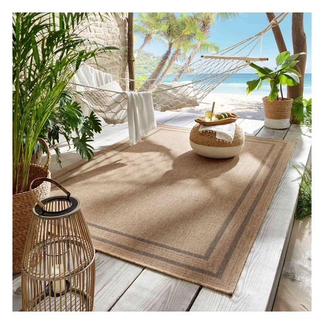 Outdoor Teppich Borneo Sisaljuteoptik Naturfarben Beige 080x150 cm