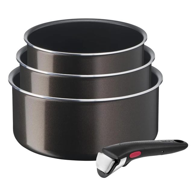 Tefal Ingenio Lot de 3 Casseroles 16-18-20 cm Titanium Antiadhesif Lave-vaisselle