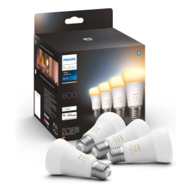 Philips Hue Bombilla LED Inteligente A60 E27 85W Eq 60W Luz Blanca Fría a Cálida Compatible con Alexa y Google Home - Pack de 4