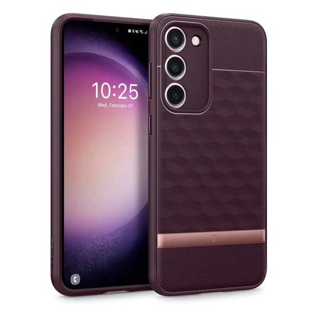 Caseology Parallax Case for Samsung Galaxy S23 Plus 5G - Burgundy | 3D Hexa Cube Design, Air Space Technology