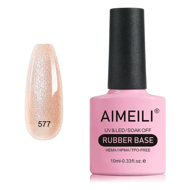 AIMEILI Glitter Rubber Base Gel Nude 577 10ml - Smalto Semipermanente Unghie