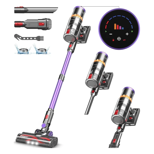 Orfeld Akku Staubsauger 45000Pa 550W kabelloser Staubsauger mit Smart Display bis zu 60 Minuten Laufzeit automatischer Modus Antiverwicklungsbürste