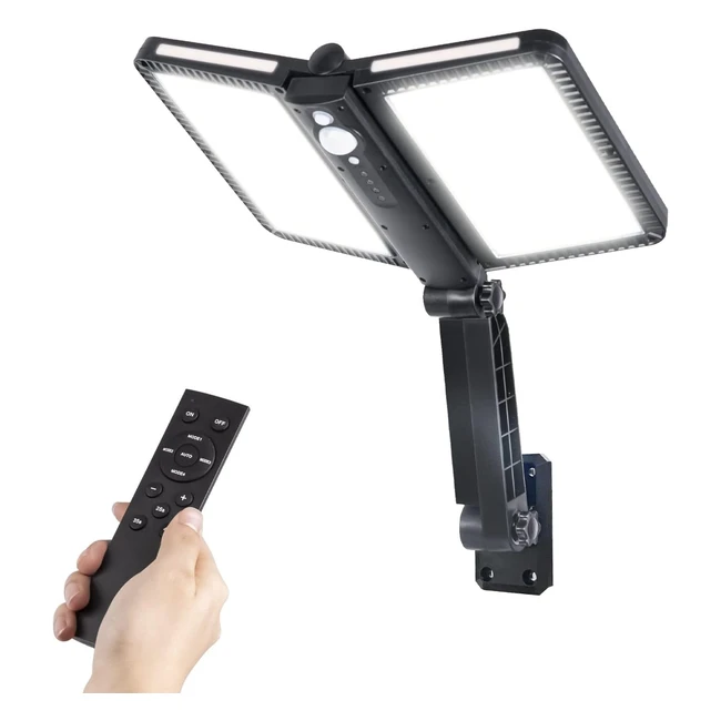 Faretto Solare a LED Esterno - Luce Solare LED Esterno con Sensore di Movimento - 218 LED Regolabile - Impermeabile IP65