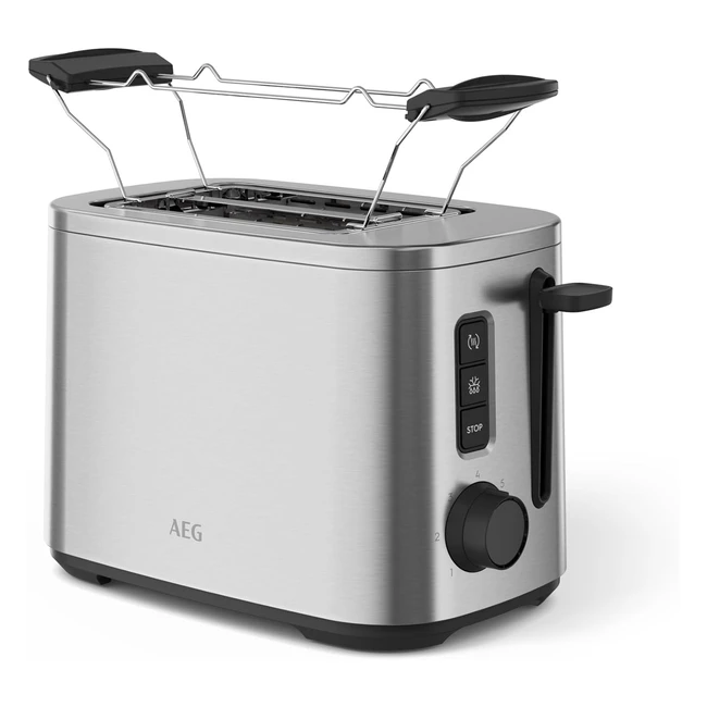 AEG T514ST Toaster Deli - 7 Bräunungsstufen - Countdown-Timer - Stop- & Auftau-Funktion - Nachheiztaste - Automatische Zentrierung - Kühles Gehäuse - Extra breite Schlitze - Krümelschublade - Edelstahl
