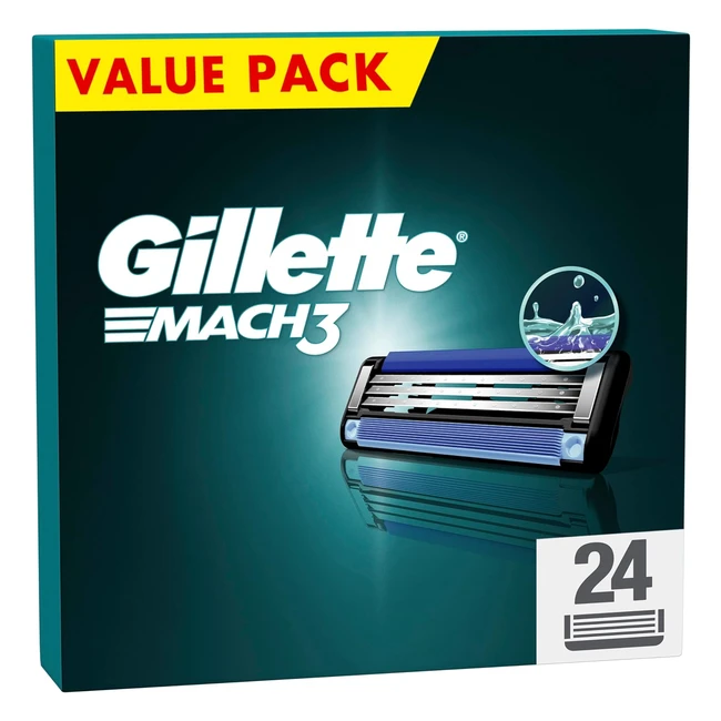 Gillette Mach3 Razor Blades Men 24 Refills Stronger Steel Blades Enhanced Lubrastrip