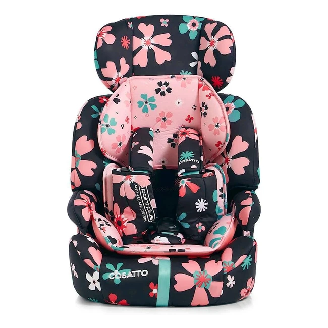 Asiento de coche Cosatto Zoomi Grupo 1 2 3 9-36 kg 9 meses-12 años Protección de impacto lateral Flores de papel