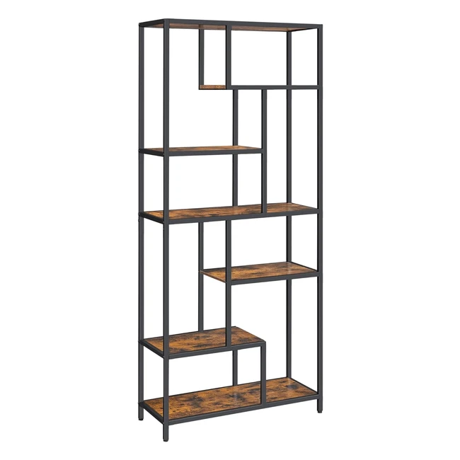 VASAGLE LLS119B01 Bücherregal mit 6 Regalen Stehregal Holzspanregale 30 x 80 x 180 cm für Studie Büro Wohnzimmer Schlafzimmer Küche Tinte Schwarz Vintage Braun