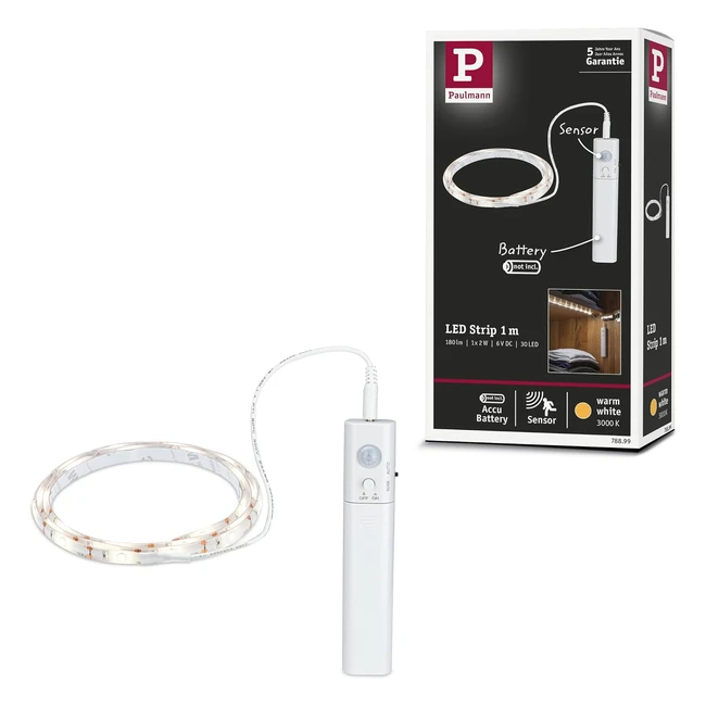 Paulmann 78899 LED Strip Battery Operated Motion Sensor 1m 2W 156 Lm 3000K White Plastic