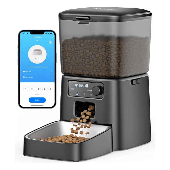 Alimentatore Automatico Gatti 35l WiFi App 110 Pasti Distributore Cibo Acciaio Inox