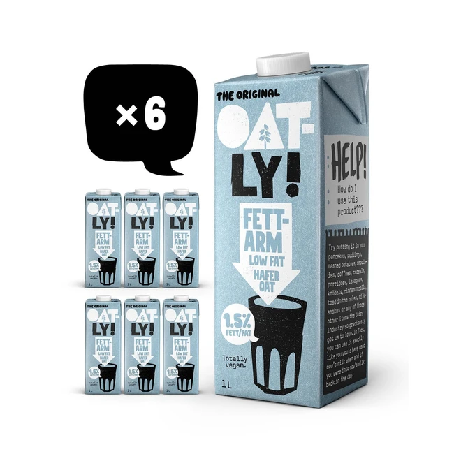 Oatly Haferdrink 15% Fett Packung mit 6 (6 x 1 Liter) - Vegan & Pflanzlich