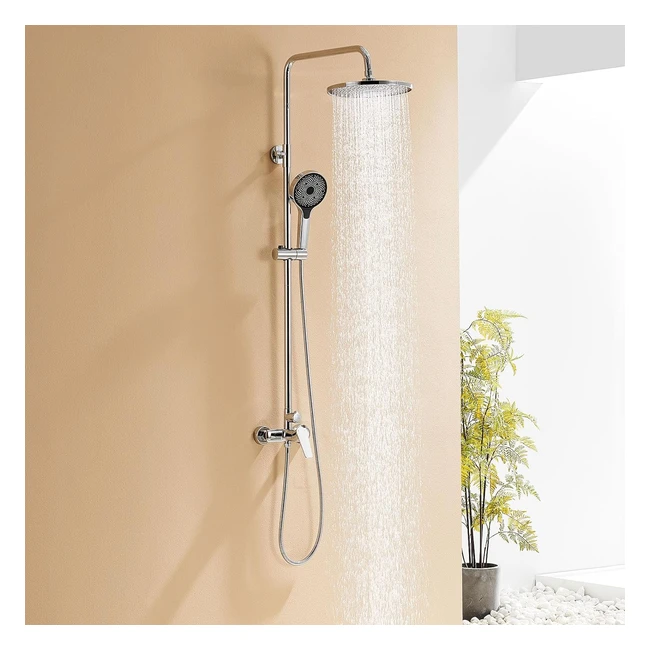 Columna de ducha Auralum 1139m altura regulable con grifo y alcachofa de ducha 3 funciones