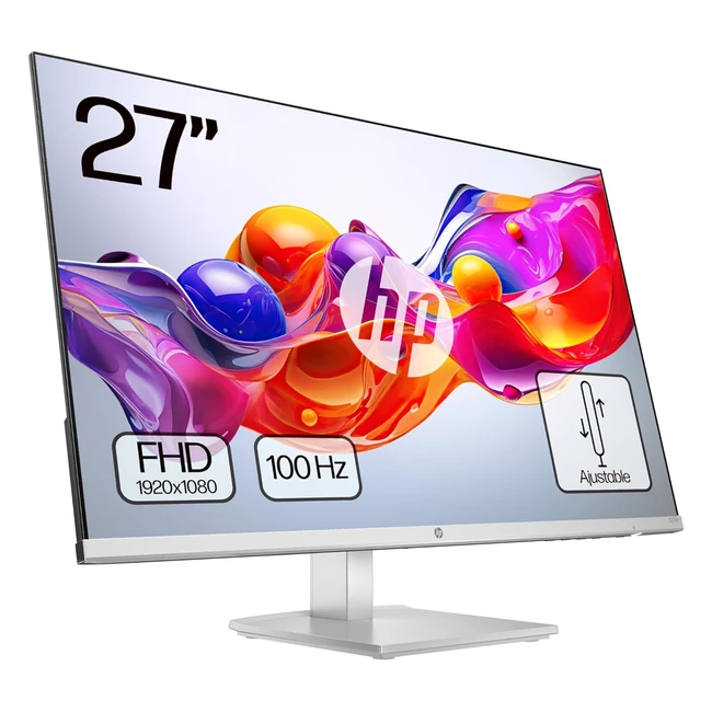 Monitor HP 527SH 27 FHD 1920x1080 IPS 100 Hz 5ms 99 sRGB 300 nits Contraste 15001 Altura Ajustable Negro con Soporte Plateado