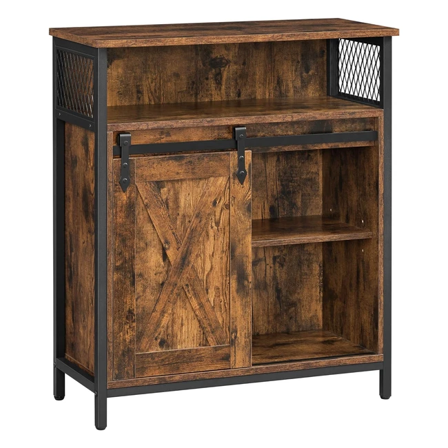 VASAGLE Schrank Küchenschrank mit Schiebetür Industrie Vintage Braun/Schwarz LSC089B01