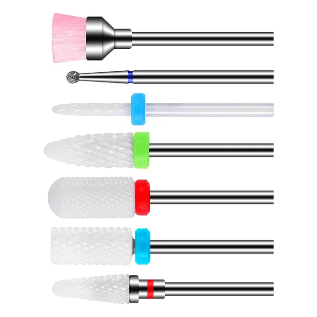Kit Punte Fresa Unghie Ceramica 7 Pezzi - Diamond Nail Drill Professionale - Rimozione Gel Manicure Pedicure - Uso Domestico