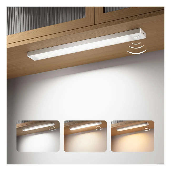 Ouila Luz LED Armario 23cm Sensor Movimiento 3 Color Modos 1000mAh USB Recargable