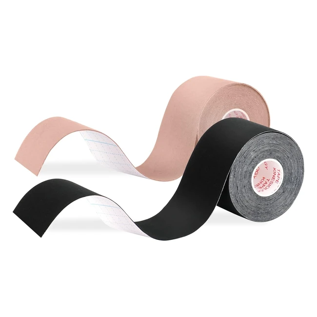 Jophek Kinesio Tape 2 Rotolo Beige Nero 5m x 5cm - Supporto Muscolare