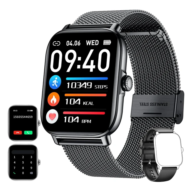 Smartwatch Hombre 185 Llamadas IP68 Pulsometro Presion Arterial Podometro Sueño