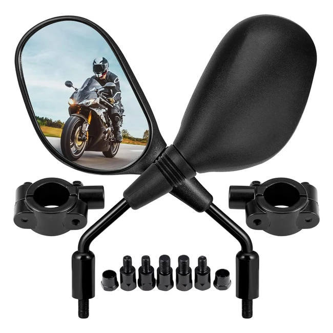 Retrovisores Moto Kemimoto con Tornillos 8mm y 10mm Ajuste 360 Grados