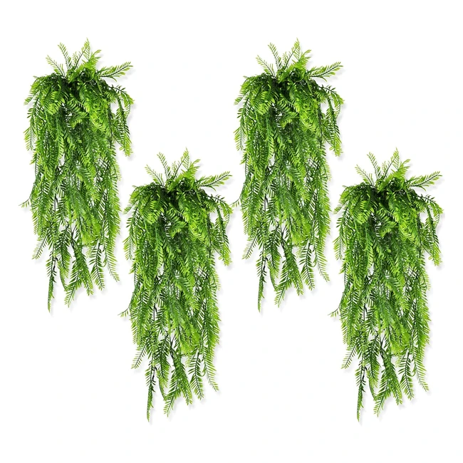 8pcs Plante Artificielle Tombante Fougère Verte Décor Intérieur Extérieur