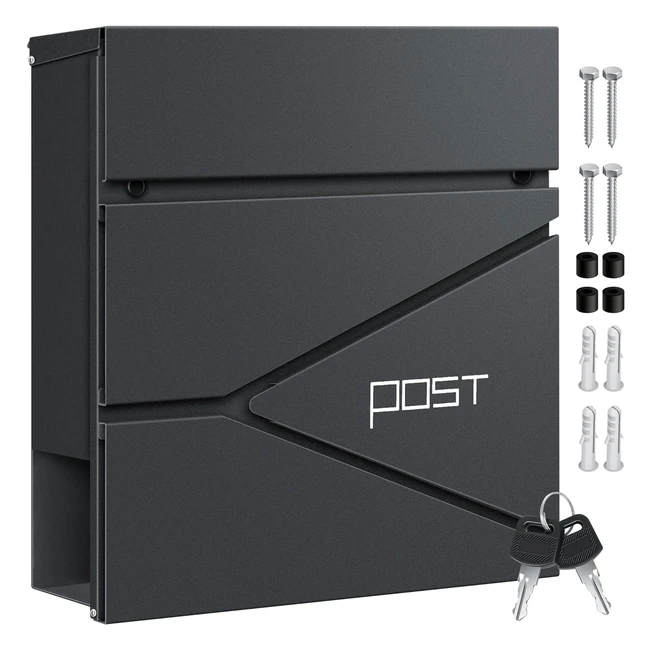 Kesser Briefkasten Wandmontage 2x Schlüssel abschließbar C4-Briefschlitz Sicherheitszylinderschloss Zeitungsfach anthrazit