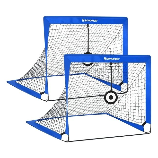 Porta da calcio per bambini Songmics, set di 2, leggero e pieghevole, fibra di vetro, bersaglio e coni di allenamento