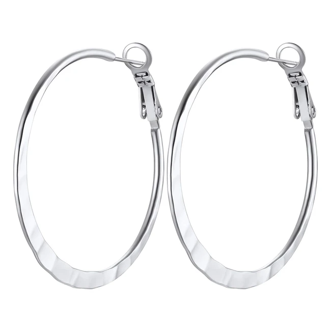 Orecchini Donna Prosteel Acciaio Inossidabile Argento 40mm Cerchio Piatti