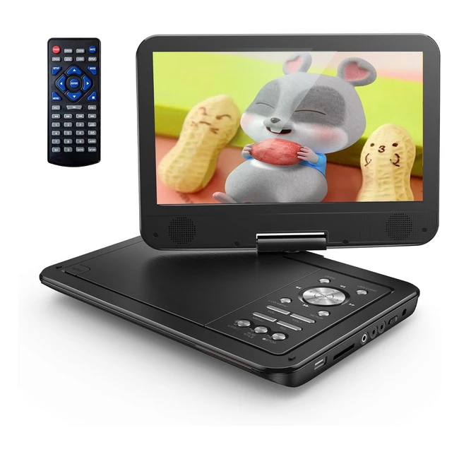 Yoton Lettore DVD Portatile 125 HD Schermo Girevole Auto Bambini 6 Ore Batteria USB SD