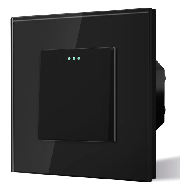 Interruptor de Luz Mecánico 10A Marco de Vidrio Negro 1 Gang 1 Vía - Bseed