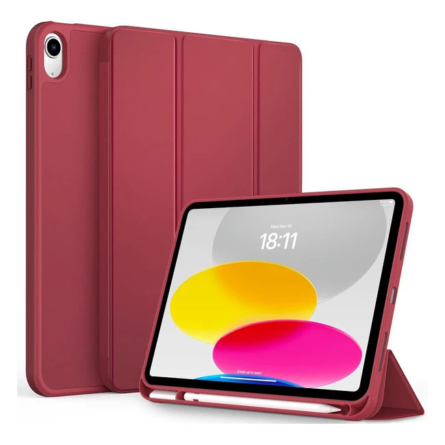 Cover iPad 10 Gen 2022 Ultra Sottile con Portapenne Bordeaux